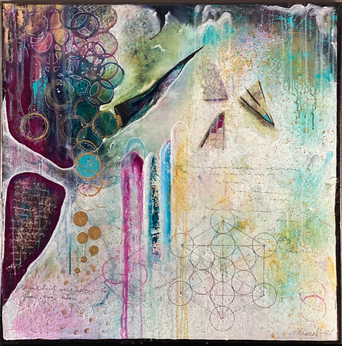Abundance Metatron - 80x80 cm – Helena Broander Konst & Terapi